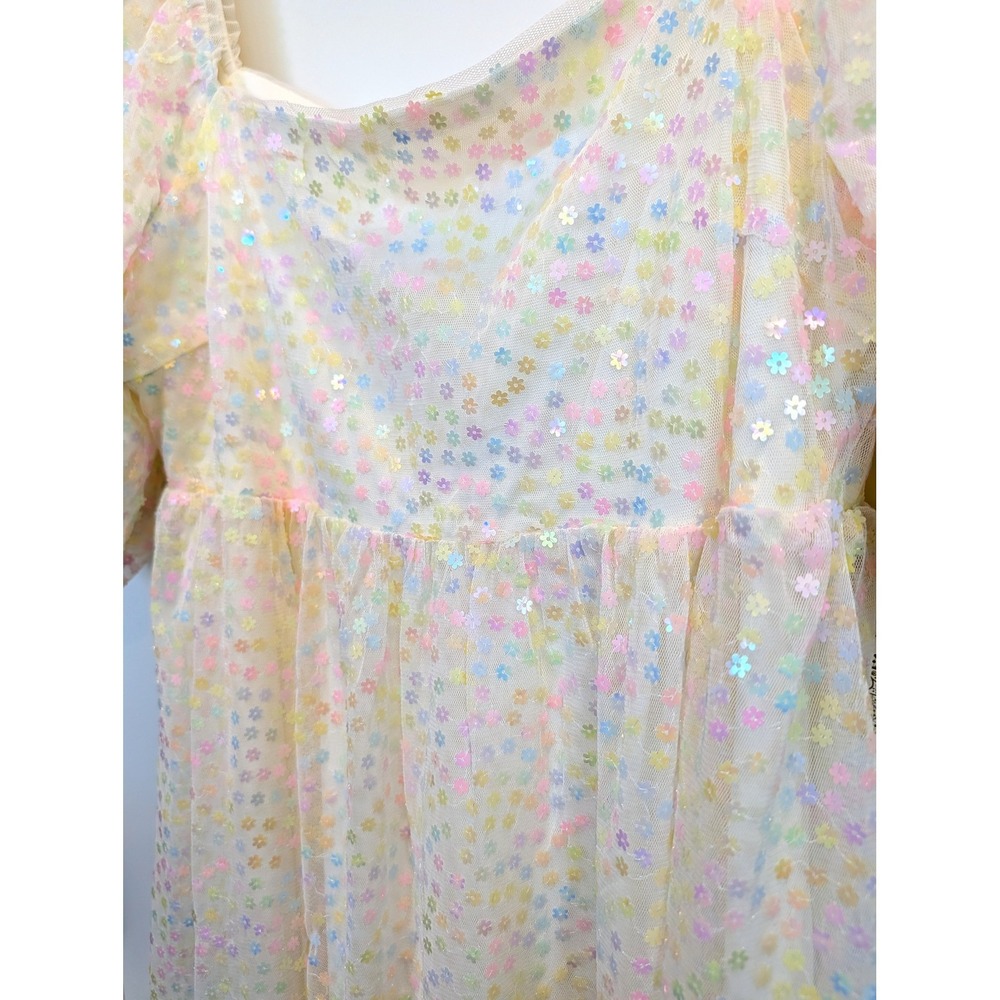 Altar'd State Floral Sequin Cream Mini Dress - Picture 4 of 10
